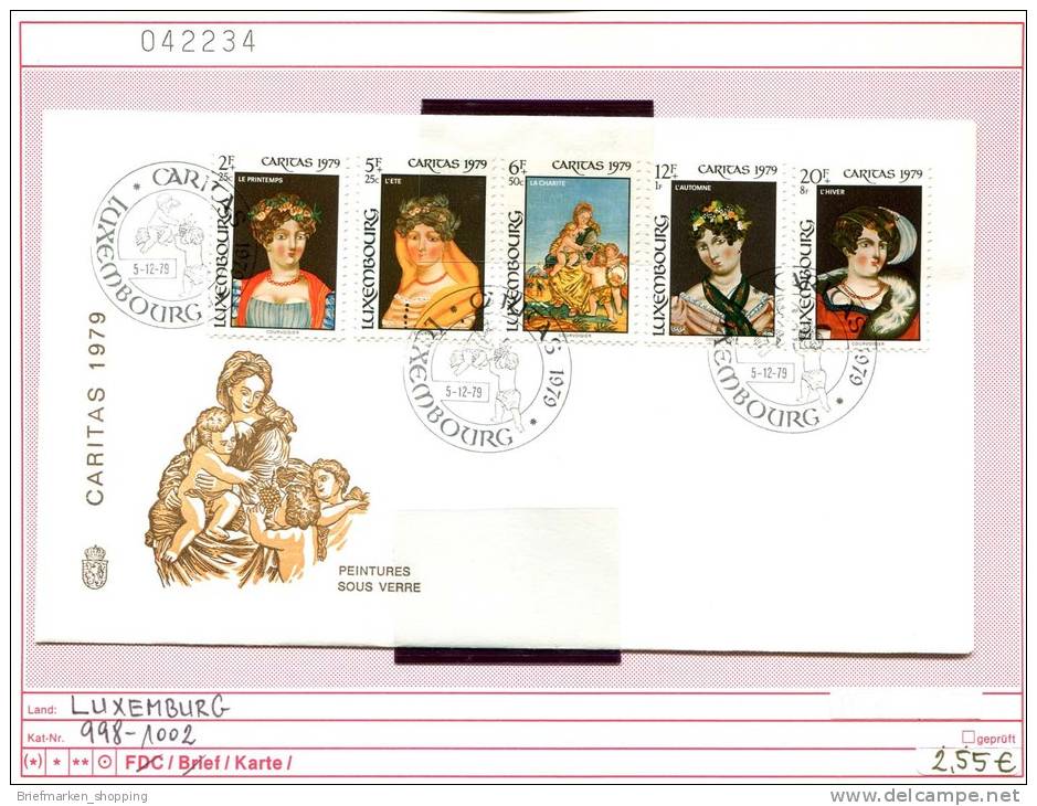 Luxemburg - Luxembourg - Michel 998-1002 Auf Schmuck-FDC - FDC