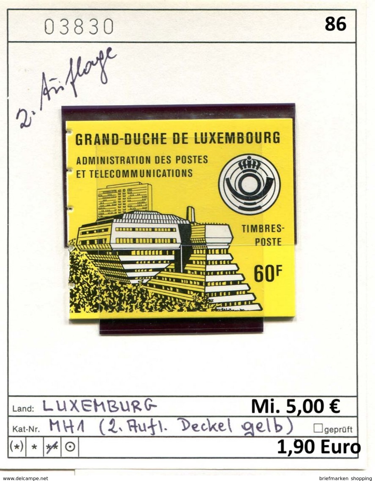 Luxemburg 1986 - Luxembourg - Michel MH 1 (2. Auflage - Gelber Deckel) - ** Mnh Neuf - Ungebraucht