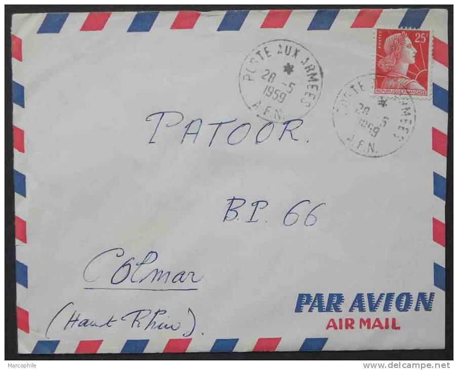 MARIANNE DE MULLER - POSTE AUX ARMEES / 1959 LETTRE AVION POUR LA FRANCE (ref 1767) - 1955-1961 Maríanne De Muller