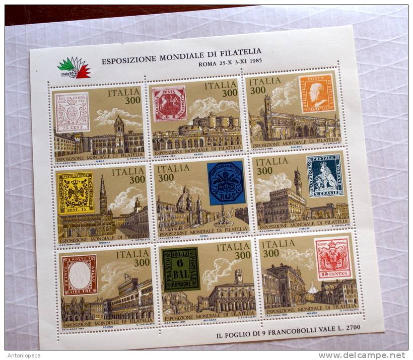 ITALY 1985 SET OF 3 SHEETS MNH** ESPOSIZIONE MONDIALE DI FILATELIA - Blokken & Velletjes