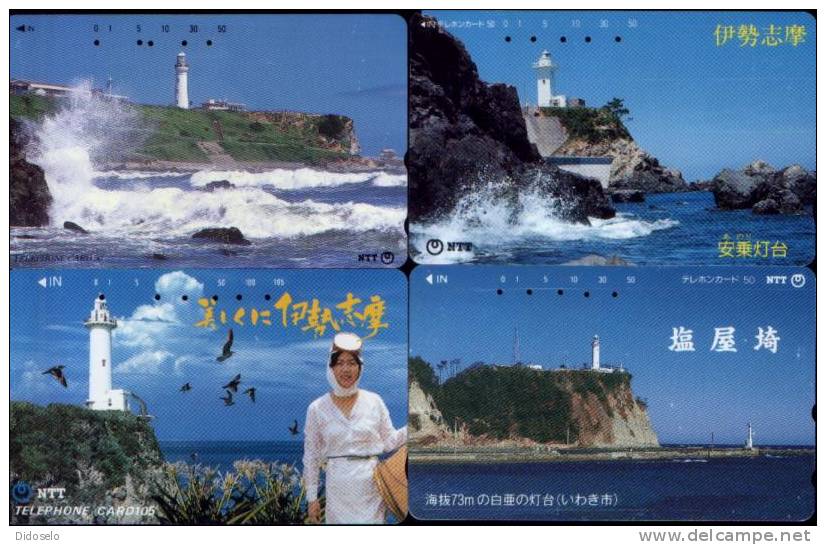 Lot Of 4 Japan Lighthouse Cards - Phares