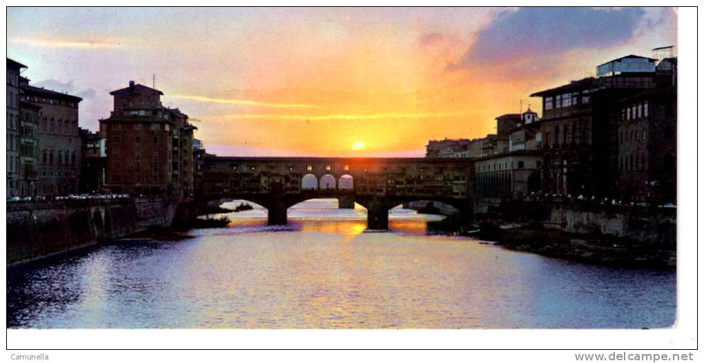 Cartoline Tramonto-Firenze -ponte Vecchio - Halt Gegen Das Licht/Durchscheink.