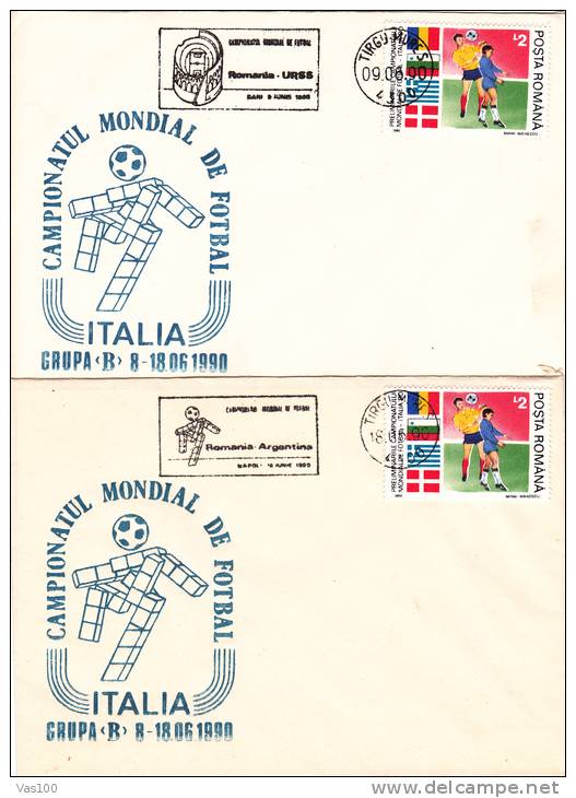 Coupe De Monde,Football,soccer,1990 Italia PMK 2X Stationery Covers Entier Postal Romania. - 1990 – Italia