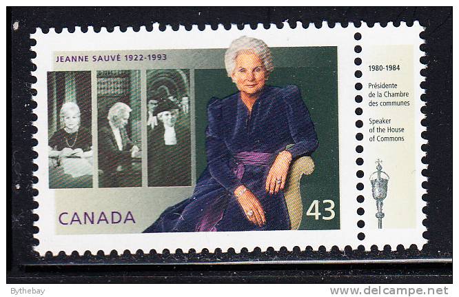 Canada MNH Scott #1509 43c Jeanne Sauve With 1980-1984 Tab - Nuovi