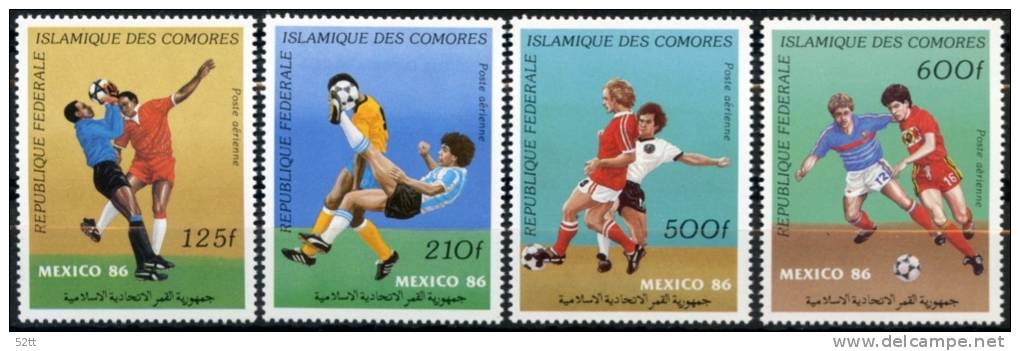 COMORES 1986 - ** - PA229 / 232 - Football Coupe Du Monde Mexique 23 - 1986 – Messico