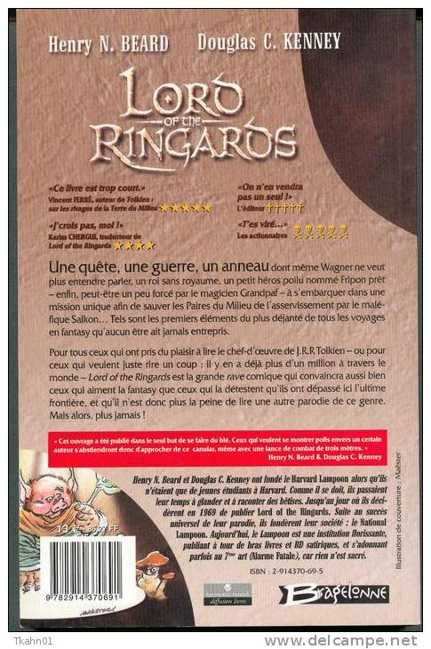 BRAGELONNE " LORD OF THE RINGARDS " PARODIE DU SEIGNEUR DES ANNEAUX  DE 2002 - Bragelonne