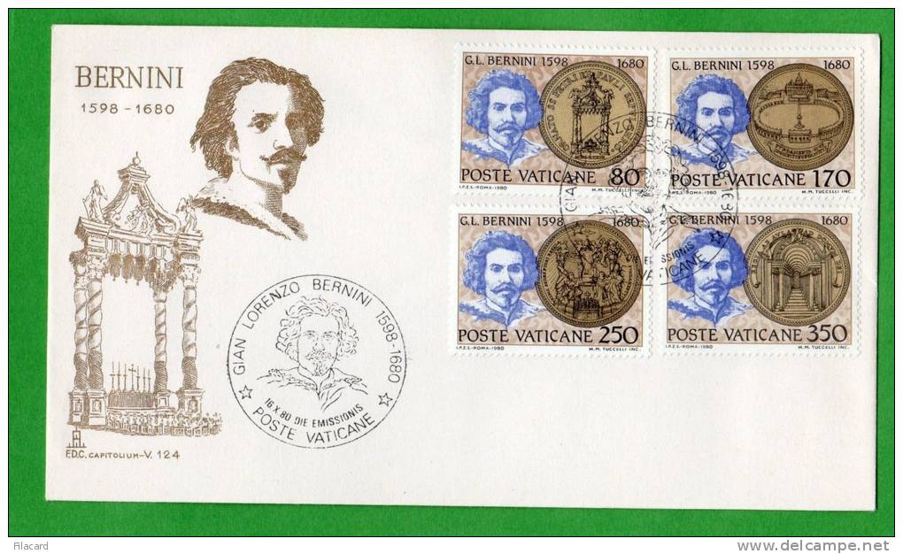 18677   Vaticano,   F.D.C. Capitolium,  Gian Lorenzo Bernini (1598-1680),  !6.X.80, - Maschinenstempel (EMA)