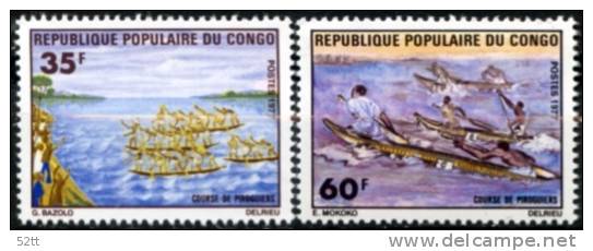 CONGO 1977 - ** - 444 / 445 - Course De Pirogues Bateau 21 - Canoe