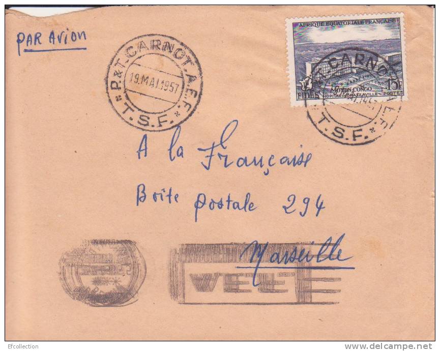 AEF,Oubangui,Berbérati,Ca   Rnot,T.S.F.  Le 19/05/1957 > France,lettre,Colonies,ho   Pital  De Brazzaville,15f N°234 - Otros & Sin Clasificación