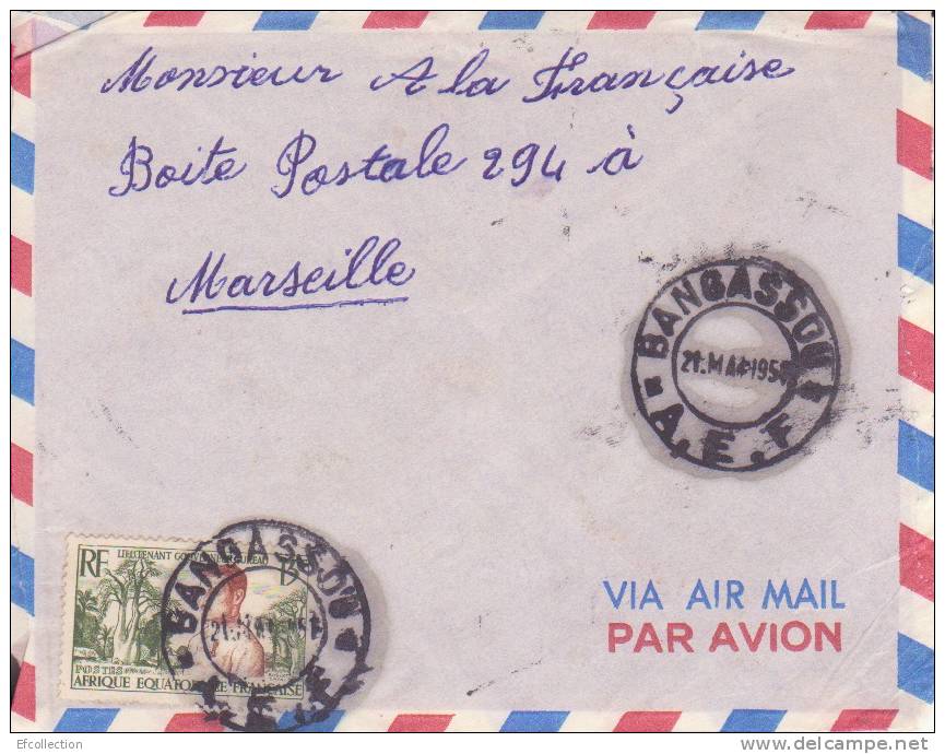 AEF,Oubangui,Bangassou Le 21/05/1957 > France,colonies,lettre,li Eutenant Gouverneur Cureau,15f N°230 - Autres & Non Classés