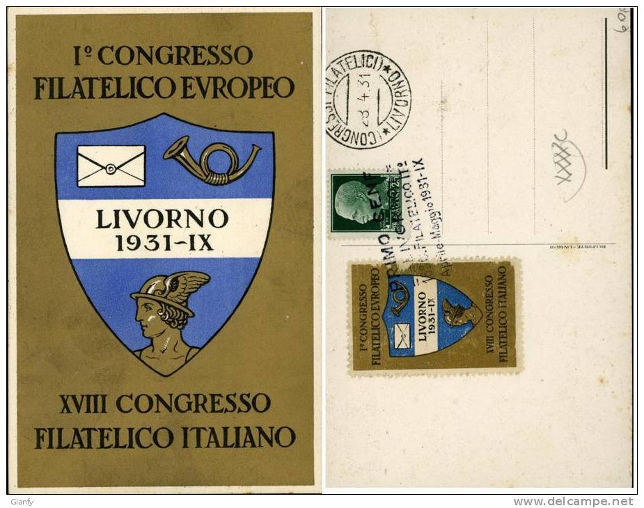 LIVORNO CONGRESSO FILATELIA 1931 RARO ERINNOF - Bourses & Salons De Collections