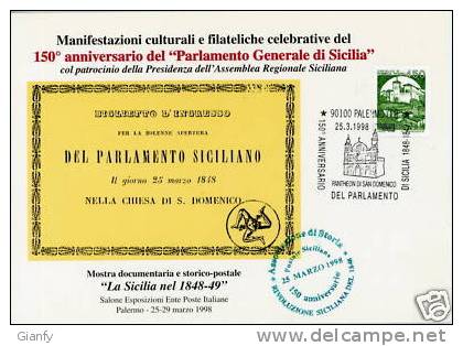 PALERMO 150° PARLAMENTO SICILIA 1998 ANN SPEC - Bolsas Y Salón Para Coleccionistas