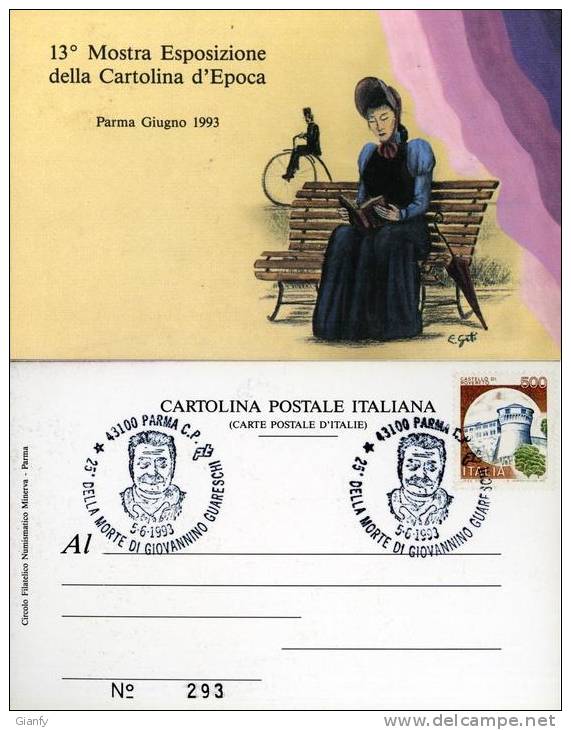 PARMA 13 MOSTRA CARTOLINA EPOCA 1993 ANN SPEC GUARESCHI - Collector Fairs & Bourses