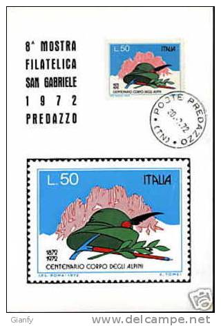 PREDAZZO MOSTRA FILATELICA 1972 ALPINI - Bourses & Salons De Collections