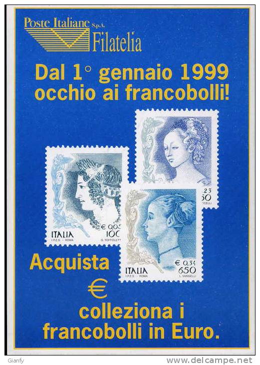 POSTE ITALIANE FRANCOBOLLI EURO 1998 - Bolsas Y Salón Para Coleccionistas