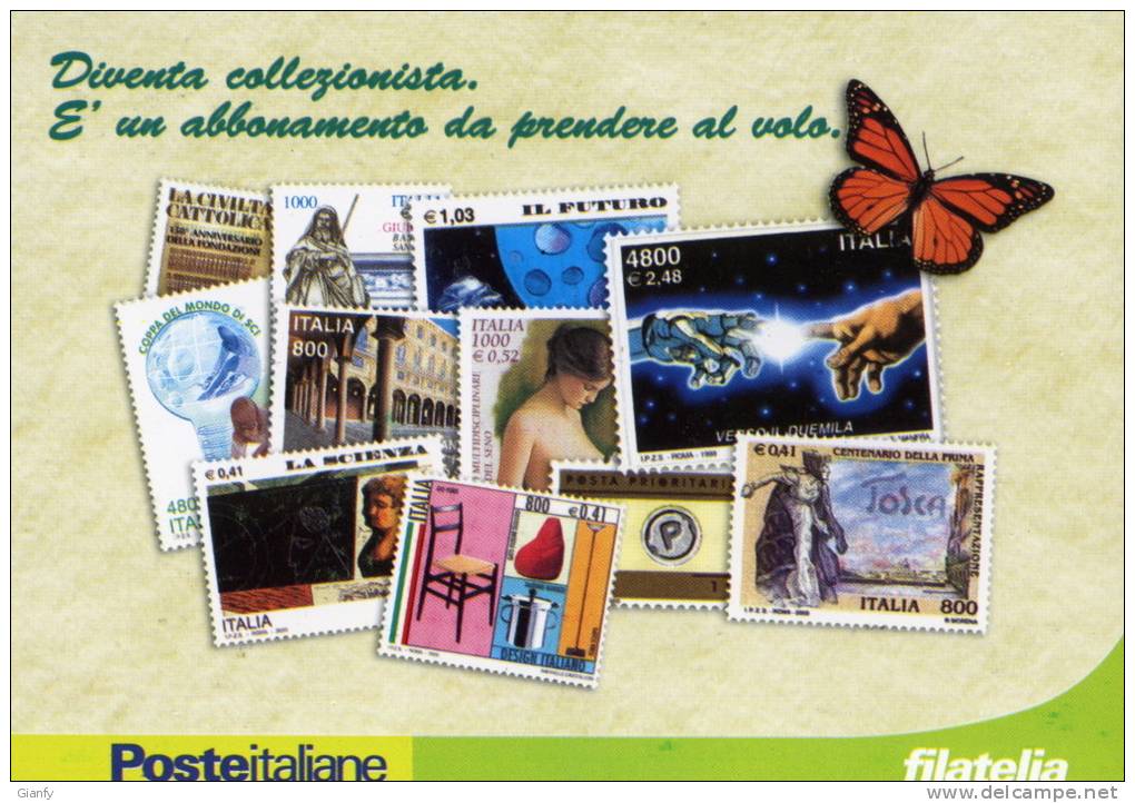 PUBBLICITA POSTE ITALIANE COLLEZIONA FRANCOBOLLI 2001 - Bourses & Salons De Collections