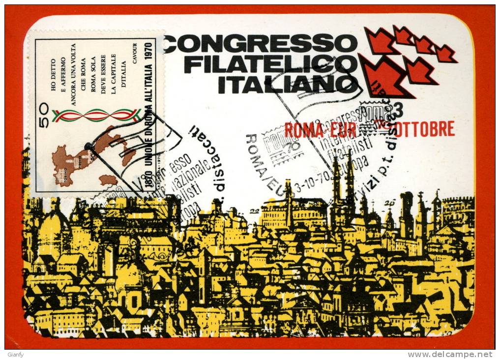 ROMA CONGRESSO FILATELIA 1970 ANNULLO FDC - Bourses & Salons De Collections