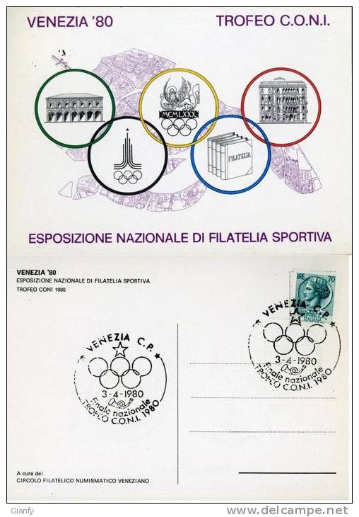 VENEZIA 80 FILATELIA SPORT 1980 - Bolsas Y Salón Para Coleccionistas