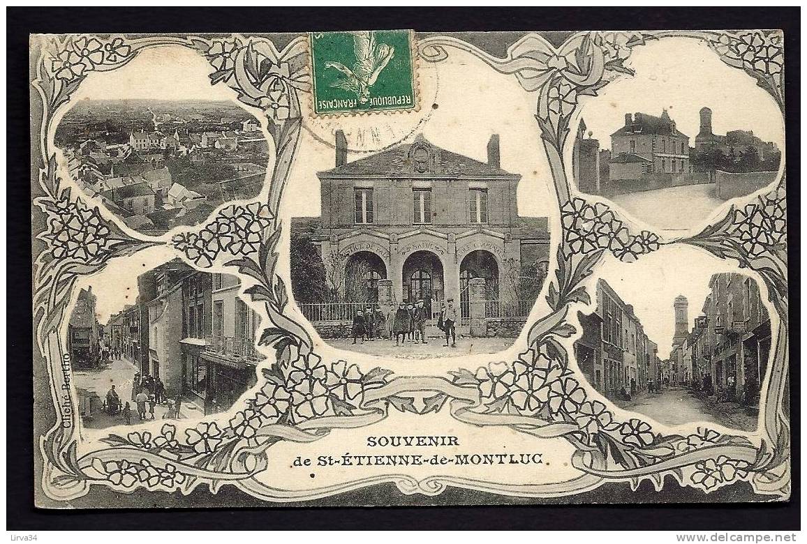 CPA  ANCIENNE- FRANCE- ST-ETIENNE-DE-MONTLUC (44)- TRES BELLE CARTE SOUVENIR AVEC DECOR  STYLE 1900 ET VUES MULTIPLES - Saint Etienne De Montluc