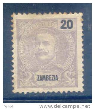 ! ! Zambezia - 1898 D. Carlos 20 R - Af. 18 - MH - Zambezia