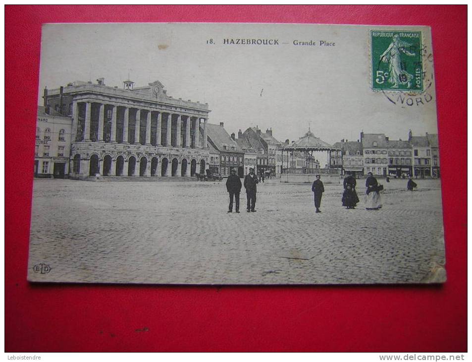 CPA-59-HAZEBROUCK-GRANDE PLACE -ANIMEE-VOYAGEE 1908 -PHOTO RECTO / VERSO - Hazebrouck