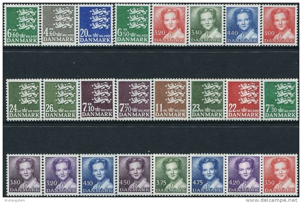 NE0967 Denmark 1990 The Queen Margaret And National Emblem 24v MNH - Unused Stamps