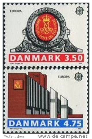 NE0971 Denmark 1990 Post Office Logo And Building 2v MNH - Ongebruikt