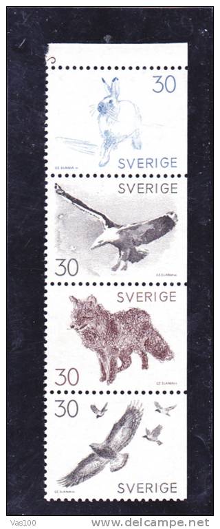 Sverige,animals Birds;rabbit, Wolf ,hawk Etc. ** MNH 4 Stamps. - Cigognes & échassiers