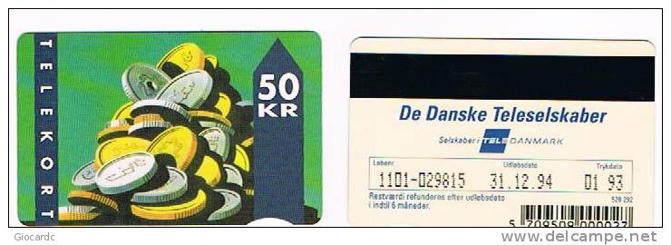 DANIMARCA (DENMARK)  - KTAS (MAGNETIC) - 1993 COINS     CODE 1101  1.93 - 12.94        - USED ° -  RIF. 4006 - Francobolli & Monete