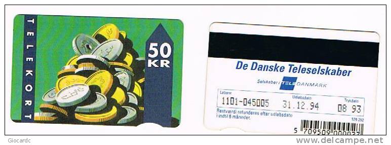 DANIMARCA (DENMARK)  - KTAS (MAGNETIC) - 1993 COINS     CODE 1101  8.93 - 12.94        - USED °  -  RIF. 4007 - Francobolli & Monete