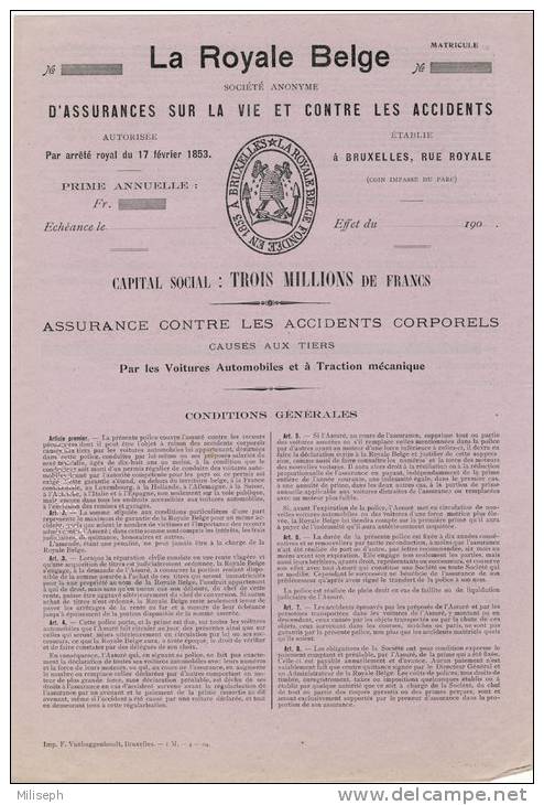 Assurances LA ROYALE BELGE - Conditions Générales, Assurance Contre Les Accidents CORPORELS Causés Aux Tiers  (652) - Sammlungen