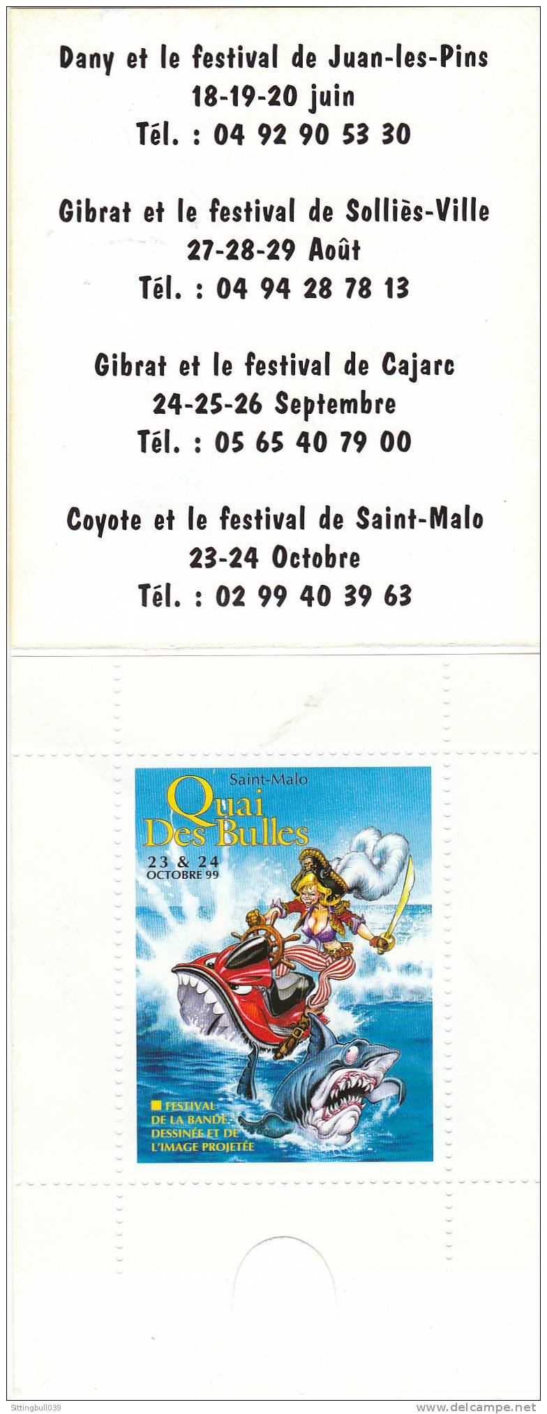 COYOTE. Carnet Timbre Vignette Coyote Pour Festival BD SAINT-MALO 1999 Avec Dessin De JUILLARD. TL 1000 Ntés. LDC I.MAG. - Advertisement