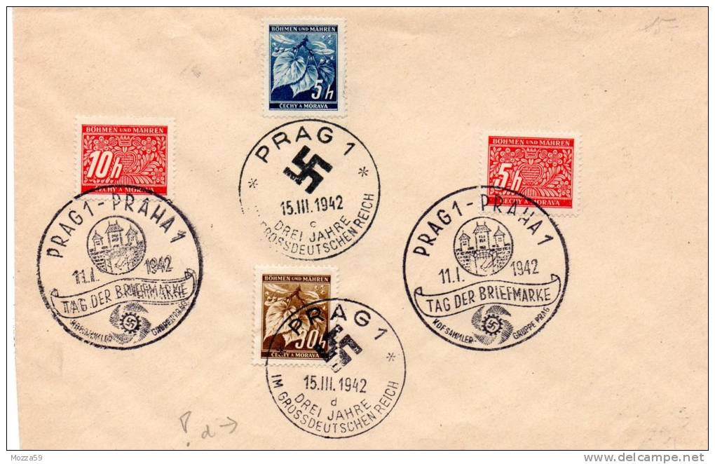 Bohmen Und Mahren 1942,  "Tag Der Briefmarke" 11.1 42 & "Drei Jahre Im Grossdeutschland" - Lettres & Documents