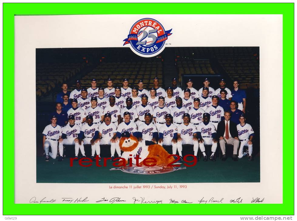 MONTREAL EXPOS -  PHOTOS DES JOUEURS DES EXPOS, LE 11 JUILLET 1993 LORS JOURNÉE DE LA PHOTO - - Montreal Expos