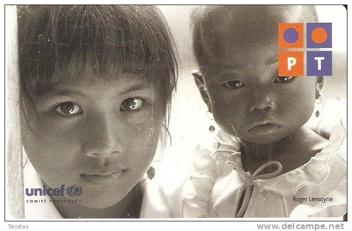 TARJETA DE PORTUGAL CON 2 NIÑAS (UNICEF) - Portugal