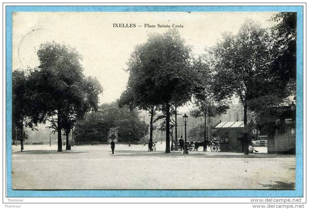 IXELLES  -  Place  Sainte - Croix  -  1906  -  BELLE CARTE  ANIMEE- - Ixelles - Elsene