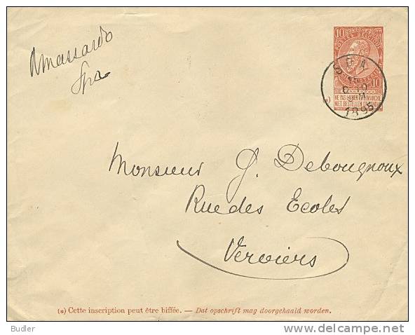 BELGIË/BELGIQUE :1895: Post. Stat. :Gelopen Briefomslag/Enveloppe Voyagée : (Stibbe : N°5), - Briefe