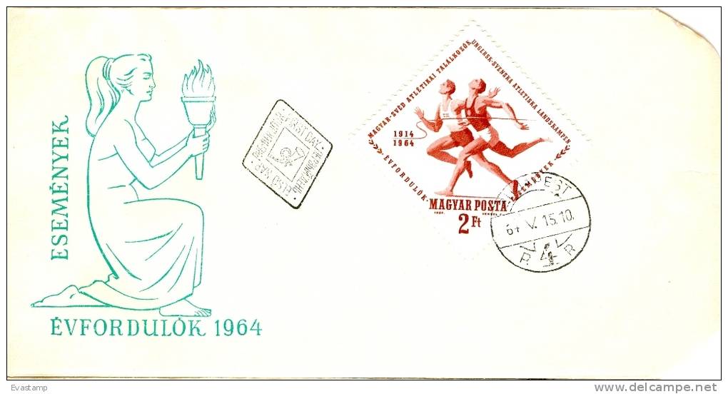 HUNGARY - 1964.FDC - 50th Anniv.of Hungarian-Swedish Athletic Meet - FDC