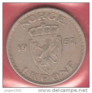 NORWAY  # 1 KR. KOBBERNIKKEL FROM YEAR 1957 - Noruega