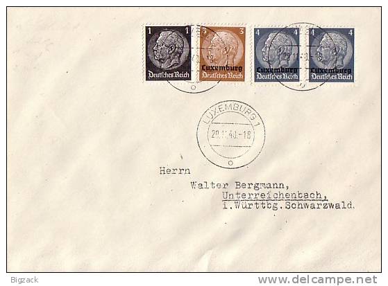 Dt. Besetzung Luxemburg Minr.1,2x 2, DR Minr.512 Luxemburg 29.11.40 - Besetzungen 1938-45