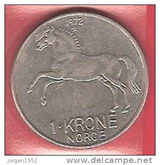 NORWAY  # 1 KR. KOBBERNIKKEL FROM YEAR 1972 - Norwegen