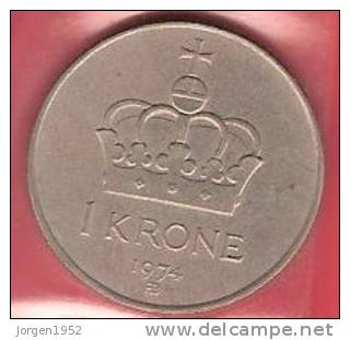 NORWAY  # 1 KR. KOBBERNIKKEL FROM YEAR 1974 - Norway