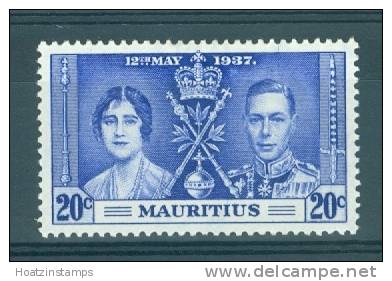 Mauritius: 1937   Coronation   SG251a    20c   [Line Through Sword Variety]   MH - Mauricio (...-1967)