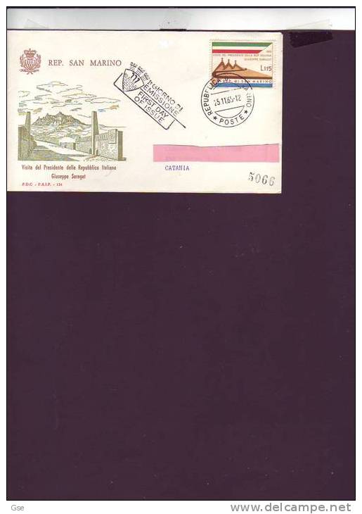 S.MARINO  1965 -  Sassone 704 Su FDC - Covers & Documents