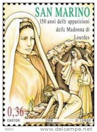 REPUBBLICA DI SAN MARINO - ANNO 2008 - APPARIZIONI DELLA MADONNA DI LOURDES - ** MNH - Neufs