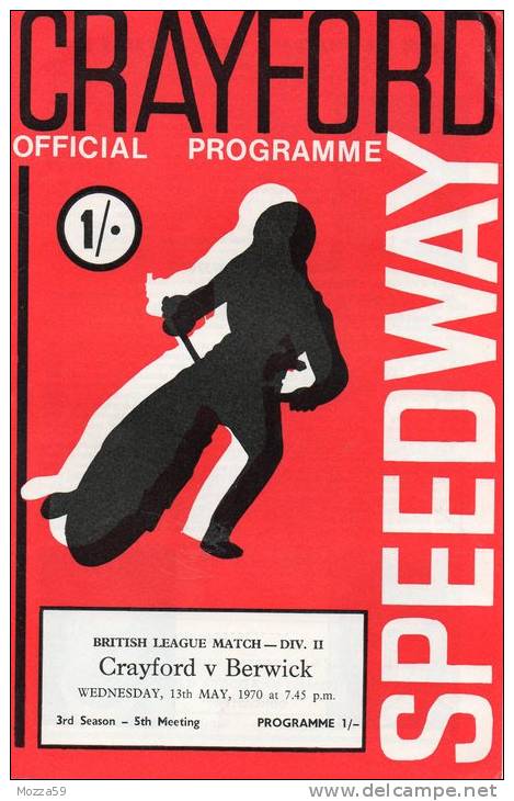 Speedway (Motorcycles) Used Programme 13 May 1970 Crayford "Highwaymen" V Berwick - Autres & Non Classés