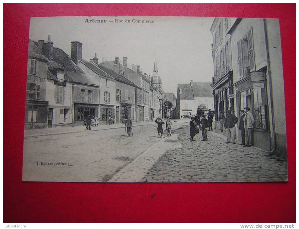 CPA-45-ARTENAY RUE DU COMMERCE -ANIMEE -NON VOYAGEE -PHOTO RECTO / VERSO- - Artenay