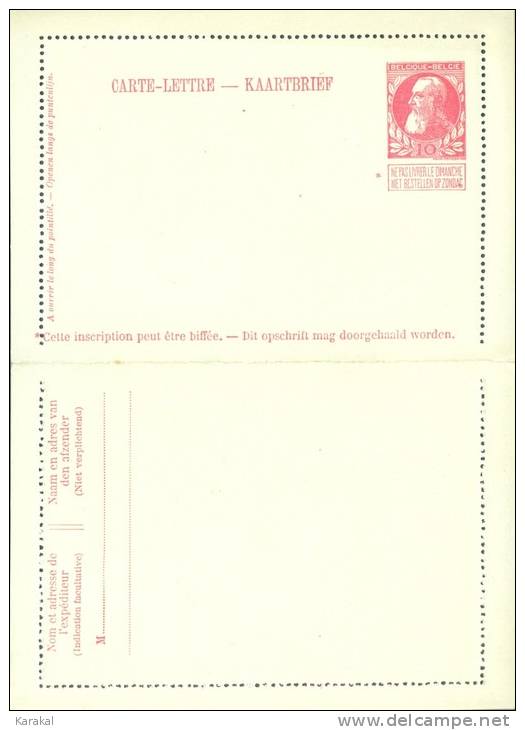 België Belgique Belgium Carte-lettre Kaartbrief 14 Grosse Barbe 1910 MNH XX - Postbladen