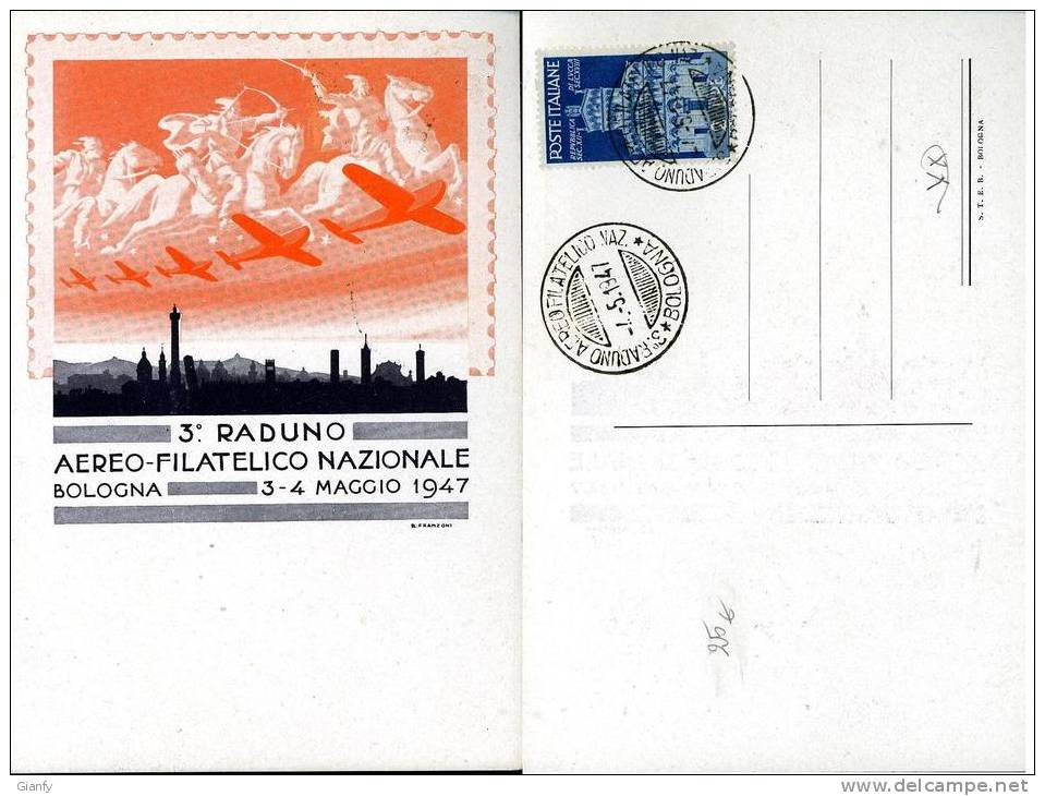 BOLOGNA AERO FILATELIA 1947 ILL FRANZONI  ANN SPEC FDC - Borse E Saloni Del Collezionismo