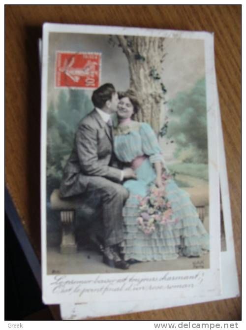 Vieux Carte De 1910 - Le Premier Baiser Est Toujours Charmant, C'est Le Point Final D'un Rose Roman - Valentijnsdag